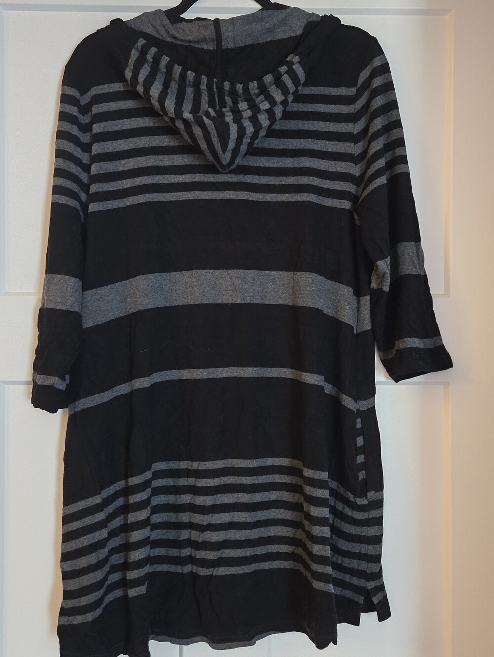 Soma Black and Gray Striped Hooded Tunic - Picture 2 of 3